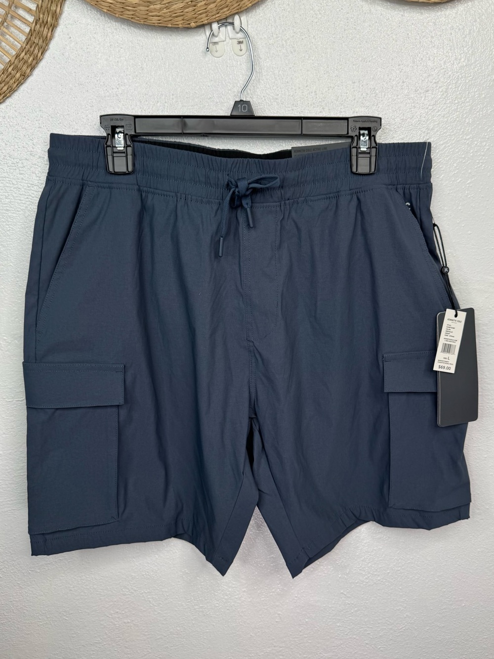 Kenneth Cole Active Tech Jogger Shorts Men's Size L Iron Blue Cargo